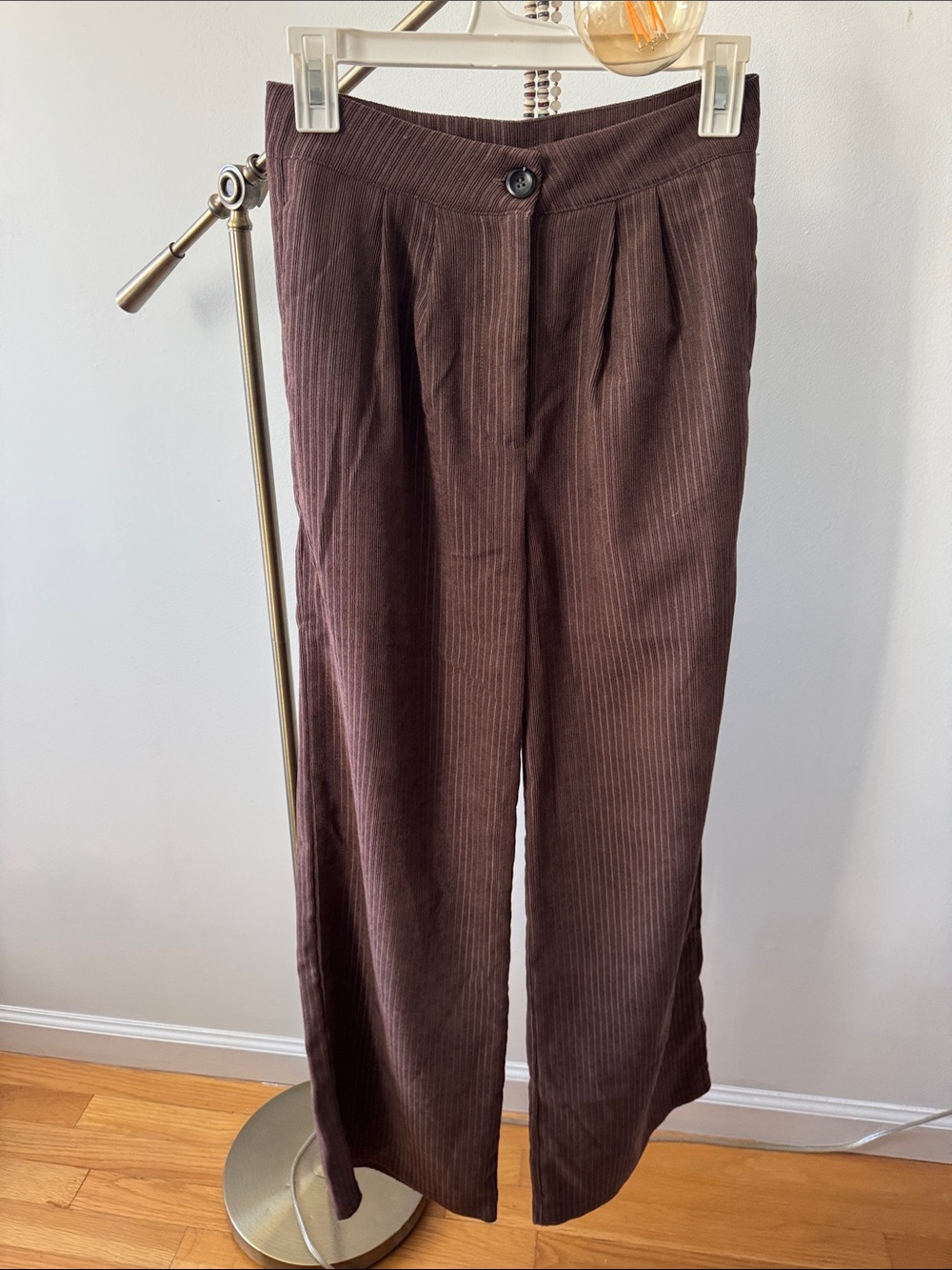 Brown Corduroy Wide-Leg Trousers
